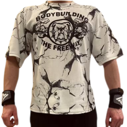 Maglia Stondata bodybuilding The Freeway bianco marmorizzato Art.2272