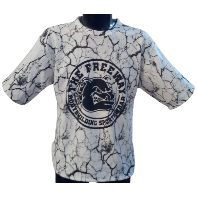 Maglia Stondata bodybuilding The Freeway bianco marmorizzato Art.2272